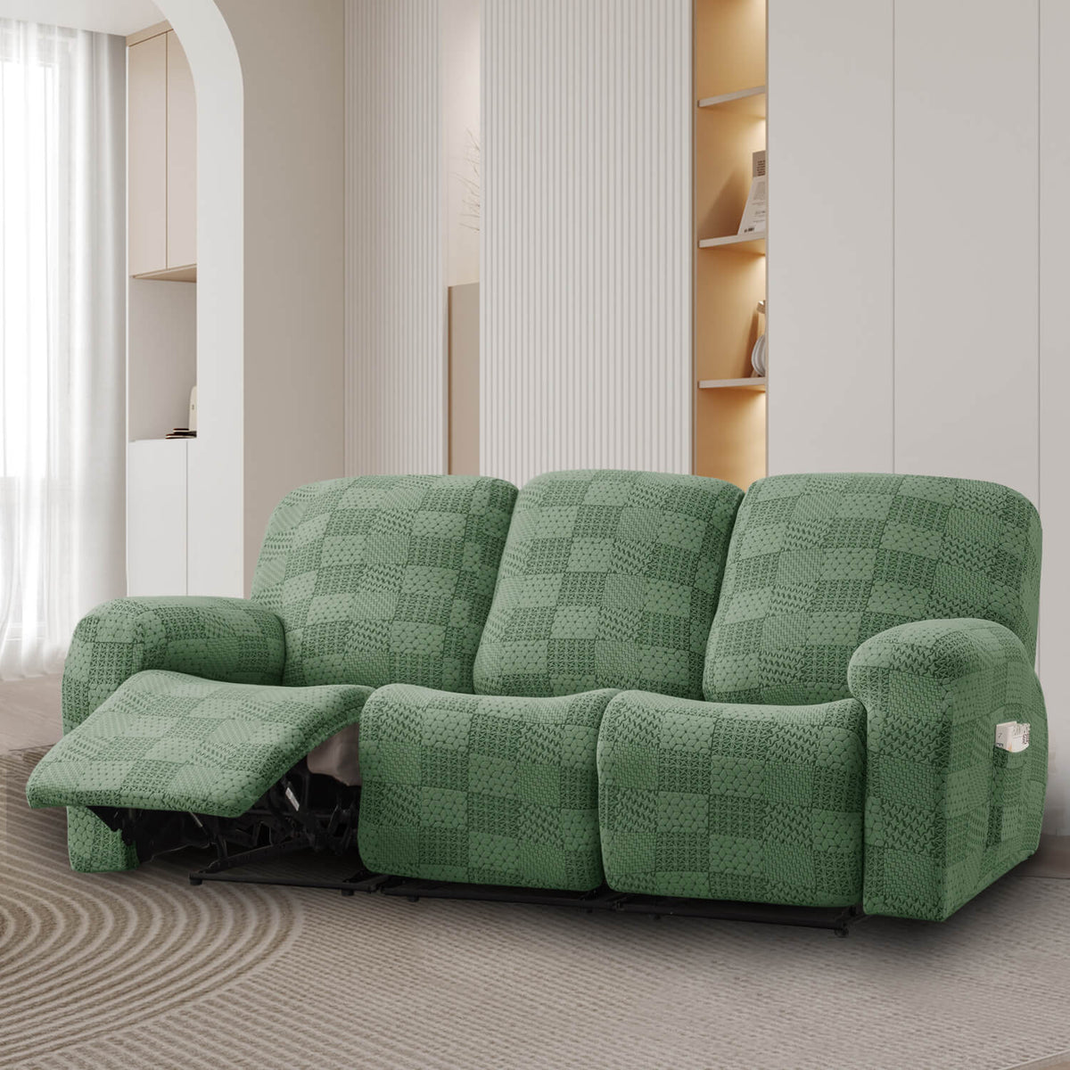 Crfatop High Quality Recliner Couch Cover Box Cushion Sofa Cover Recliner3-seaterMintGreen