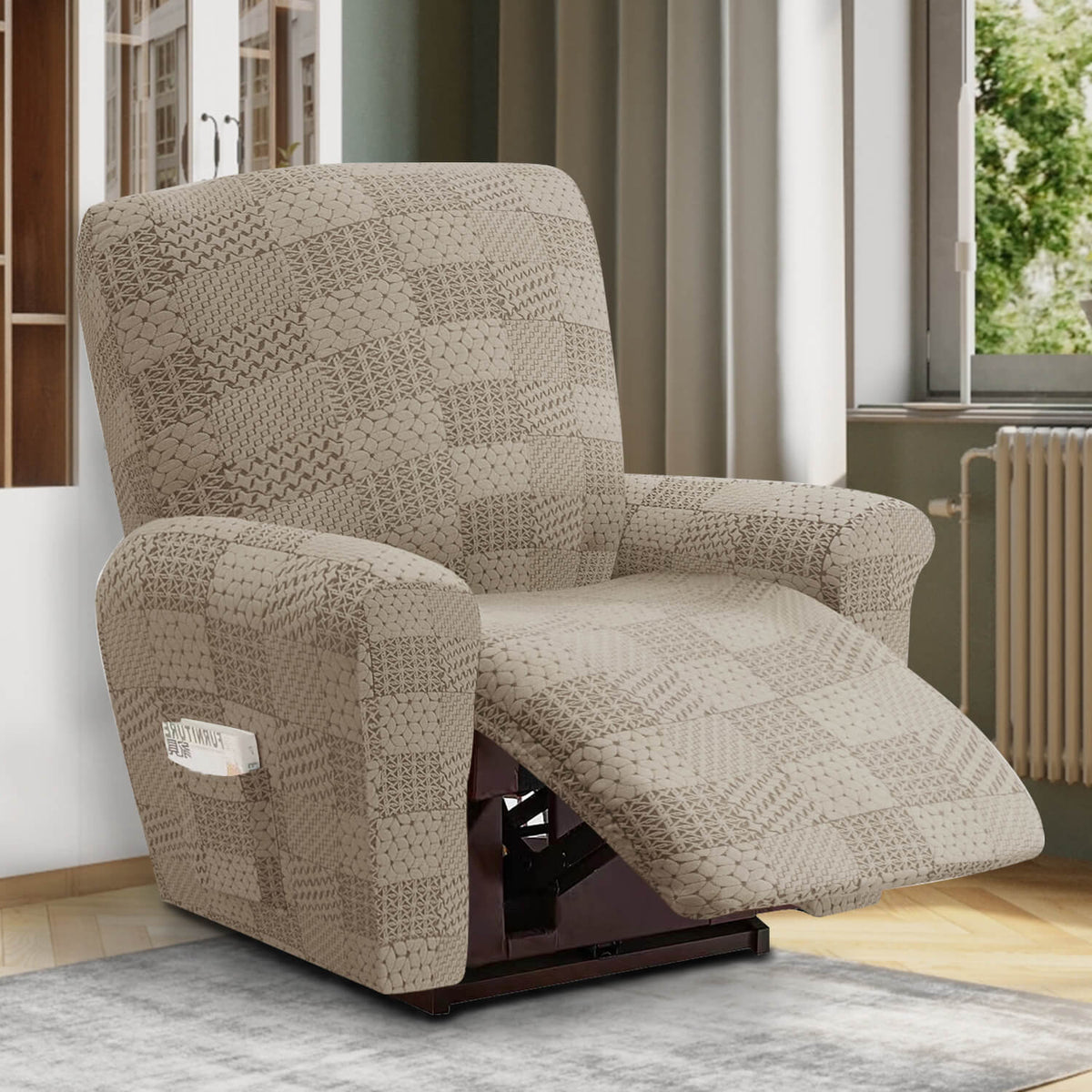 Crfatop High Quality Recliner Couch Cover Box Cushion Sofa Cover ReclinerChairSand