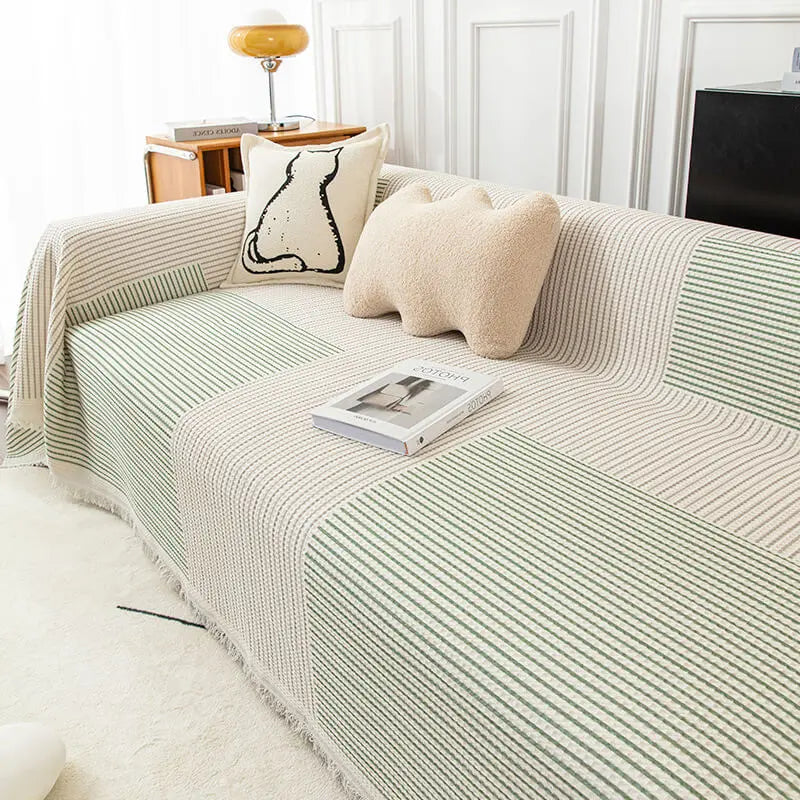 Crfatop Ins Style Sofa Blanket Cover Towel All-inclusive Sofa Cover 180-200cm-70.8-78.84-in-Green-beige