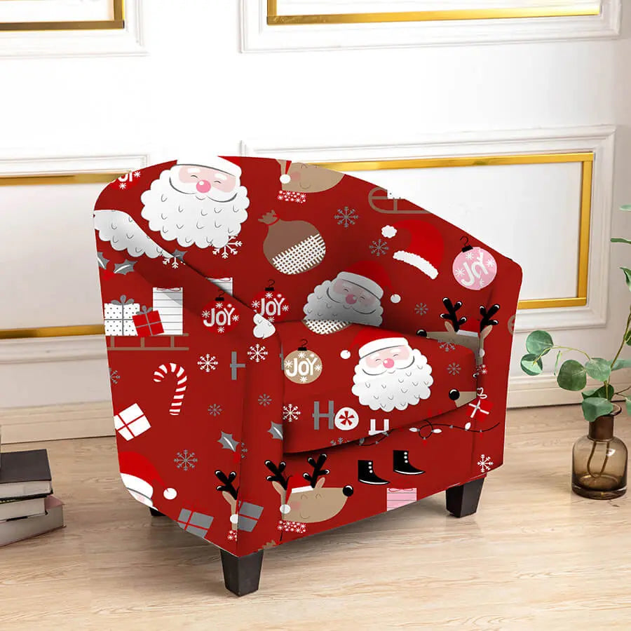 Crfatop Merry Christmas Tub Chair Slipcovers Soft Armchair Covers 2-Packs-Santa-Claus