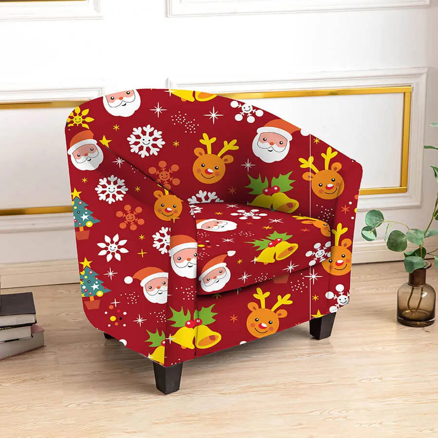 Crfatop Merry Christmas Tub Chair Slipcovers Soft Armchair Covers 2-Packs-Elk