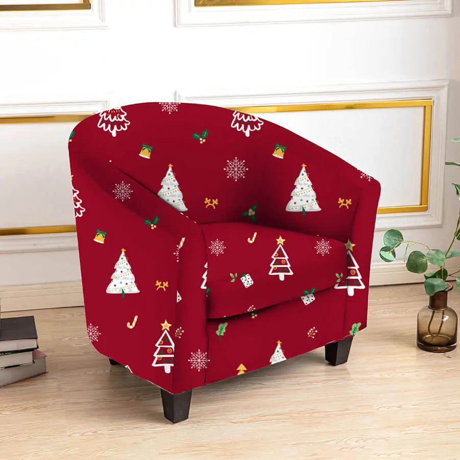 Crfatop Merry Christmas Tub Chair Slipcovers Soft Armchair Covers 2-Packs-Trees
