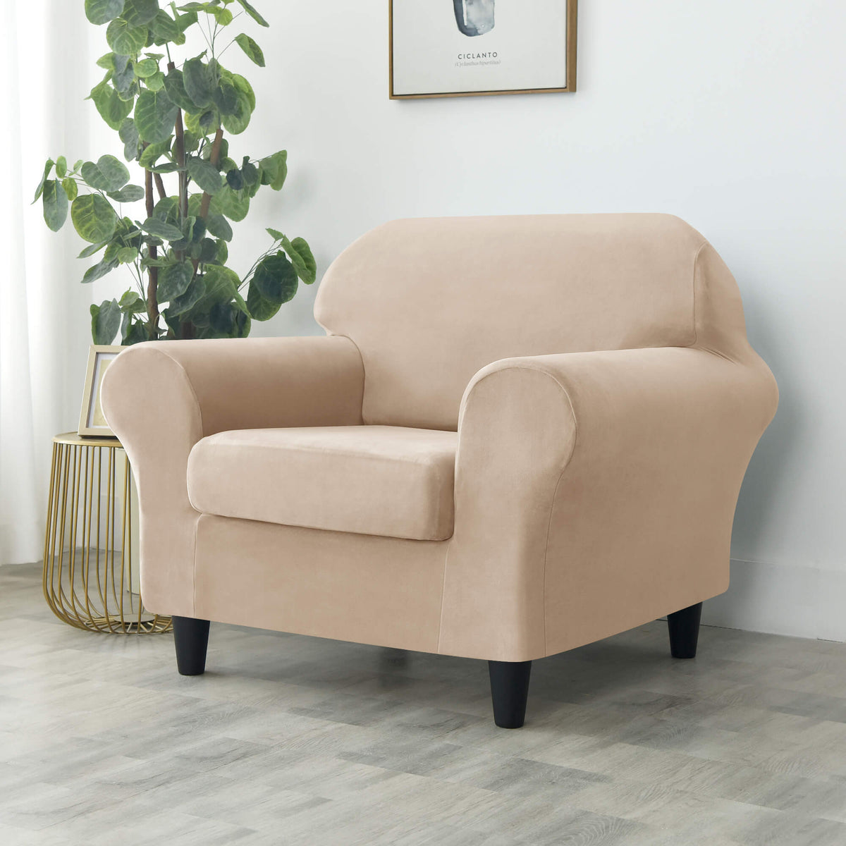 Crfatop Modern Couch Cover Stretch Armchair Sofa Seat Slipcovers with Elastic Bottom 