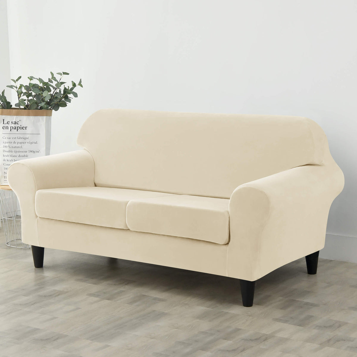 Crfatop Modern Couch Cover Stretch Armchair Sofa Seat Slipcovers with Elastic Bottom 2-seaterBeige
