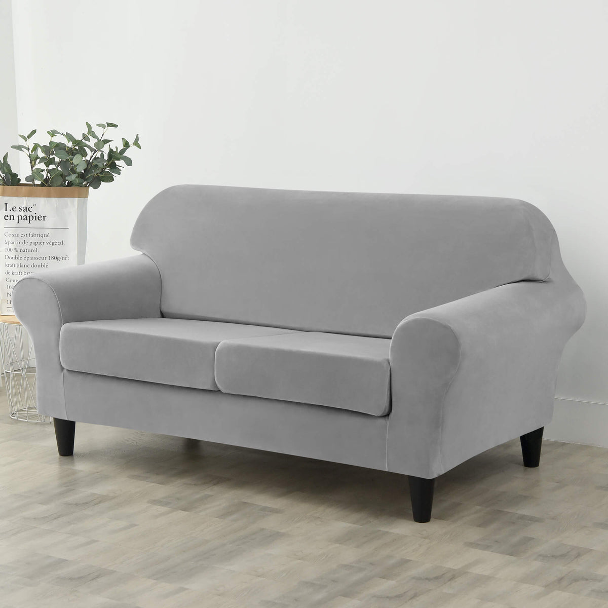 Crfatop Modern Couch Cover Stretch Armchair Sofa Seat Slipcovers with Elastic Bottom 2-seaterGrey