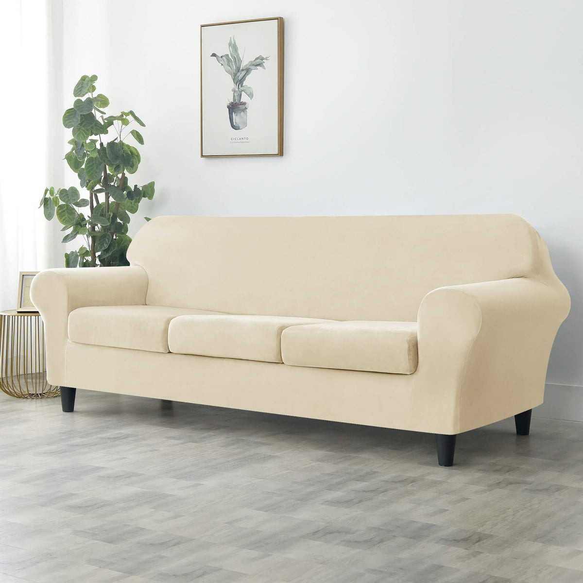 Crfatop Modern Couch Cover Stretch Armchair Sofa Seat Slipcovers with Elastic Bottom 