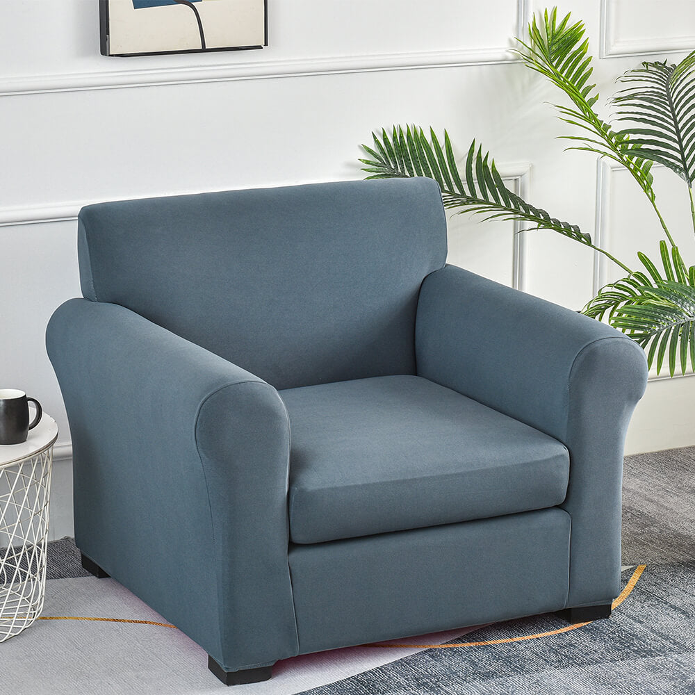 Crfatop Modern Style Couch Chair Slipcovers Washable Armchair Cover 2 Pieces Blue