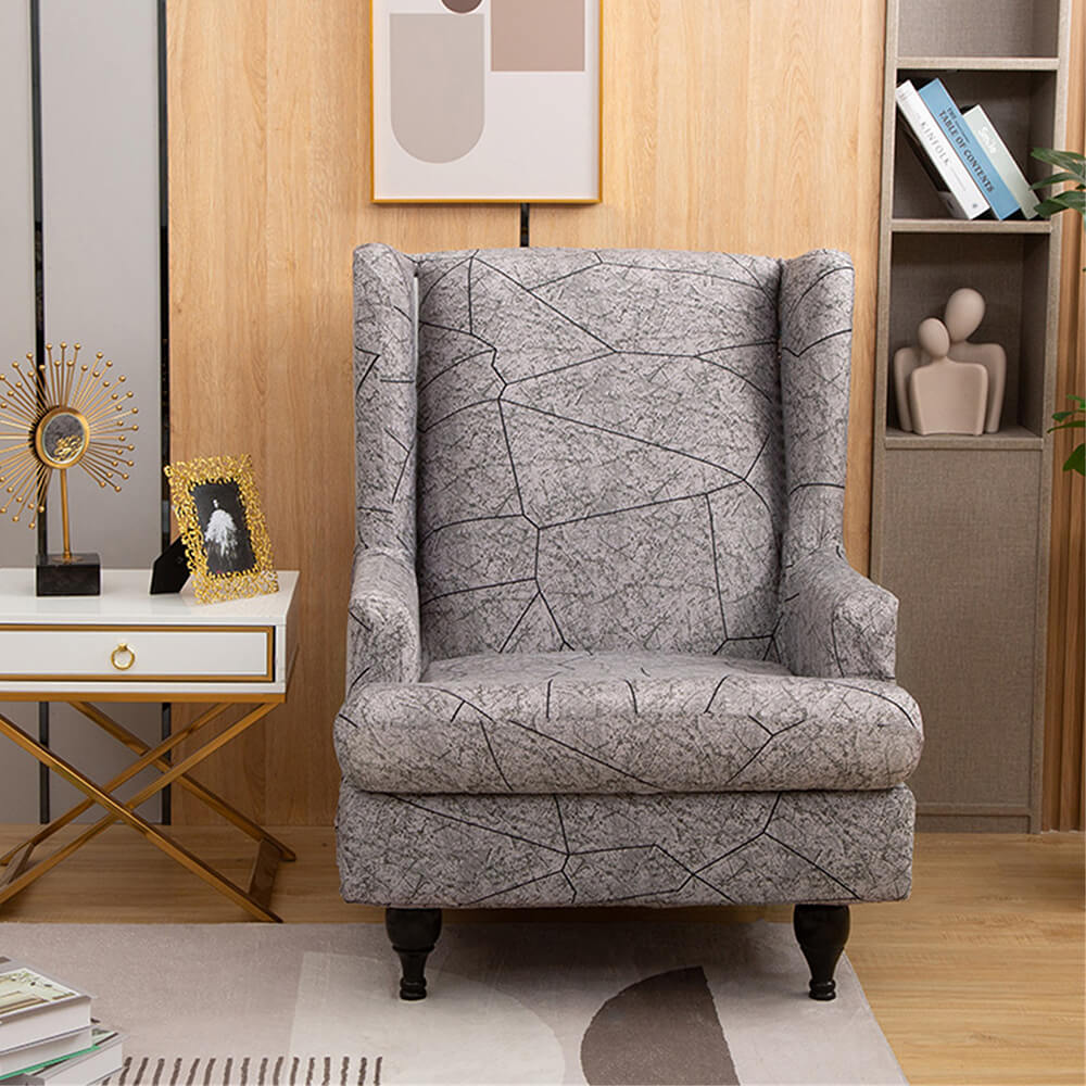 Crfatop Oversized Wingback Chair Slipcovers with Seat Cover - Dark Grey Grey