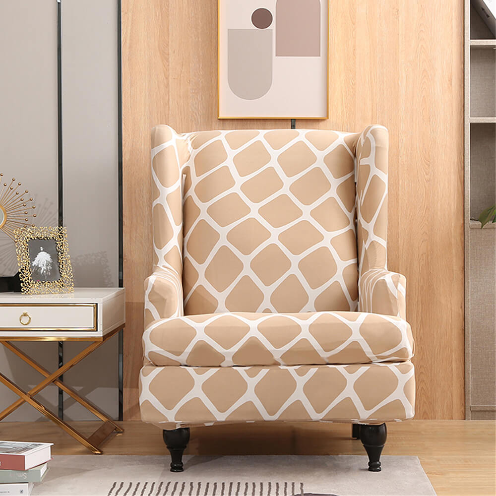 Crfatop Oversized Wingback Chair Slipcovers with Seat Cover - Dark Grey Khaki