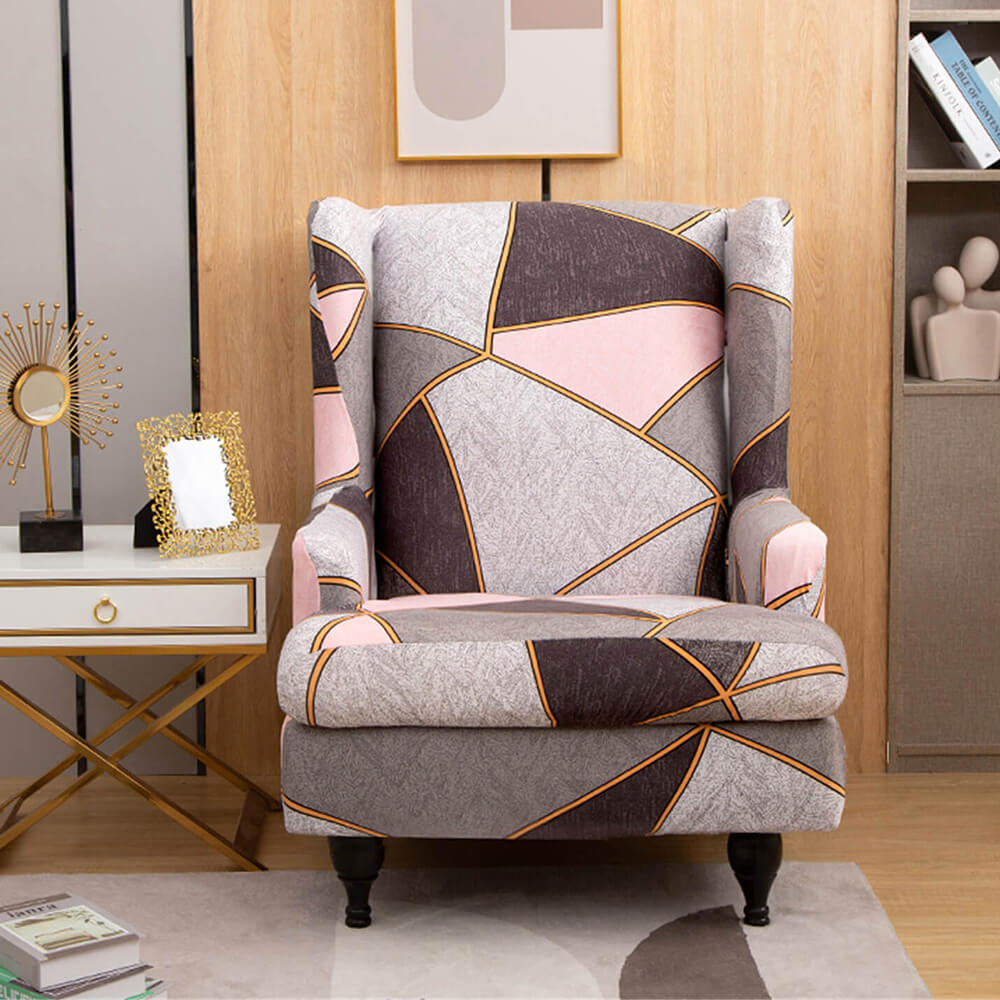 Crfatop Oversized Wingback Chair Slipcovers with Seat Cover - Dark Grey Pink-grey