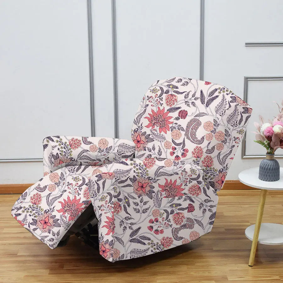 Crfatop Printing Recliner Chair Cover 4 Pcs Armchair Cover Pink