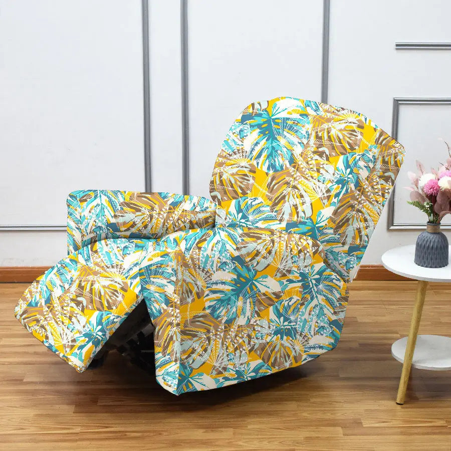 Crfatop Printing Recliner Chair Cover 4 Pcs Armchair Cover Yellow