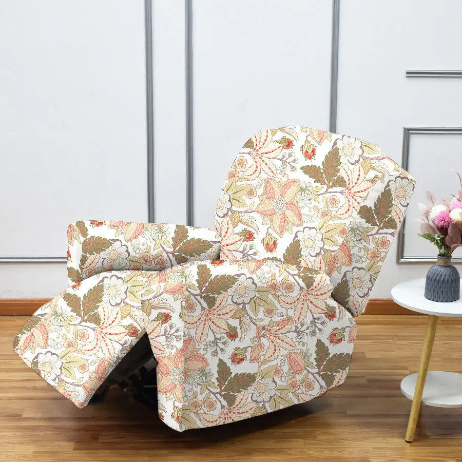 Crfatop Printing Recliner Chair Cover 4 Pcs Armchair Cover Floral