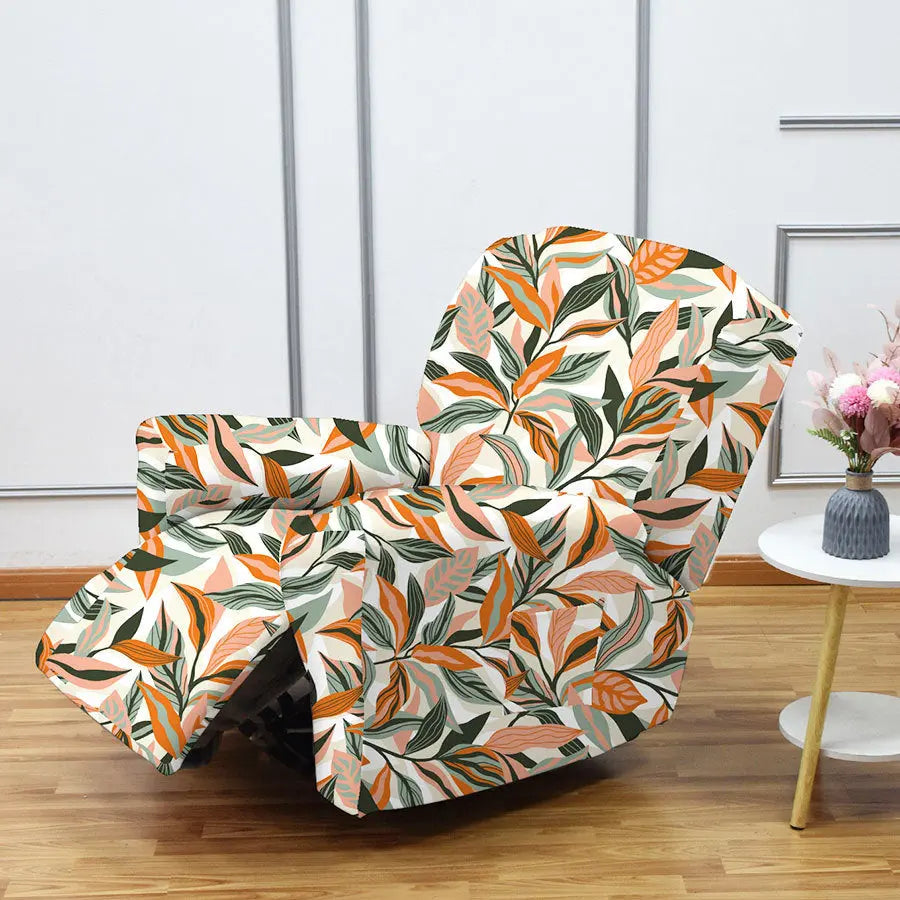 Crfatop Printing Recliner Chair Cover 4 Pcs Armchair Cover Orange
