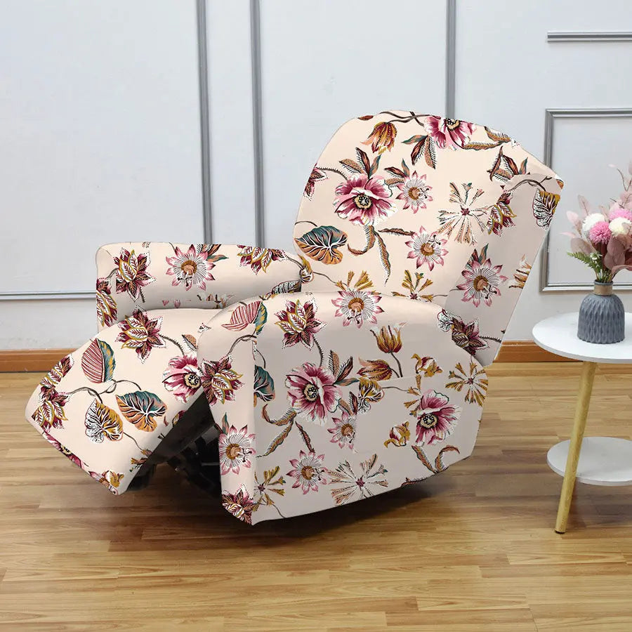 Crfatop Printing Recliner Chair Cover 4 Pcs Armchair Cover Chrysanthemum
