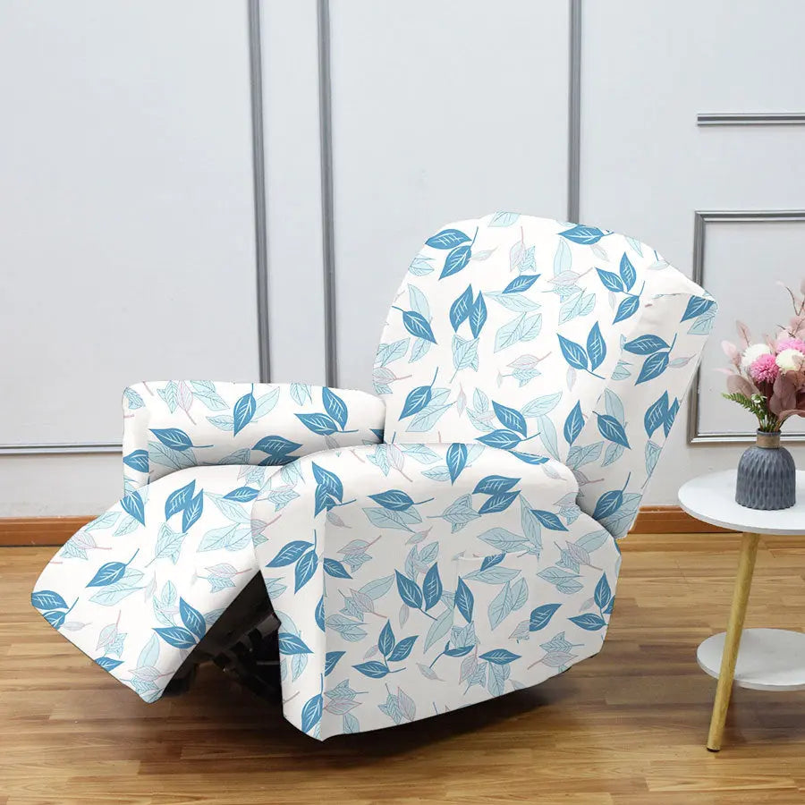 Crfatop Printing Recliner Chair Cover 4 Pcs Armchair Cover Light-Blue