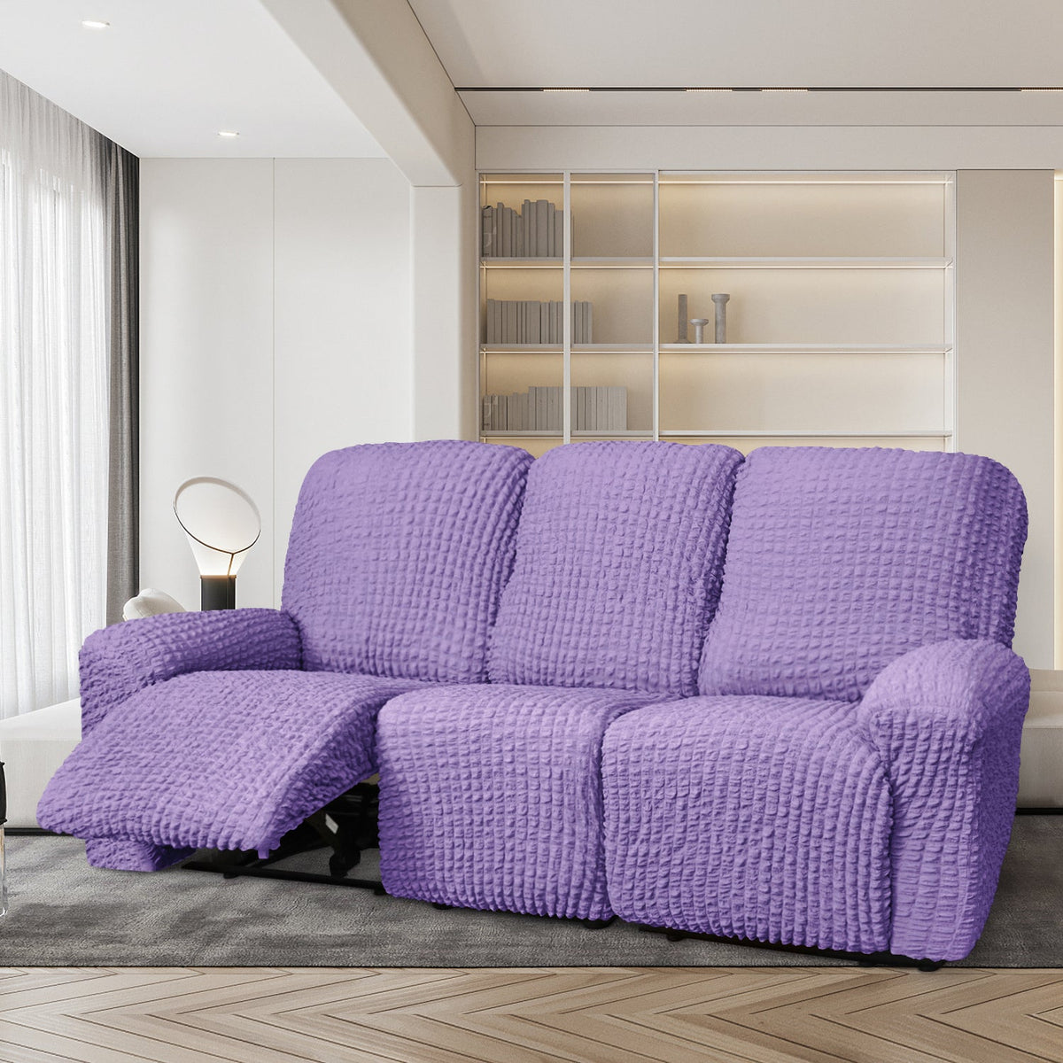 Crfatop Reclining Armchair Slipcover Recliner Sofa Cover Recliner3-seaterPurple