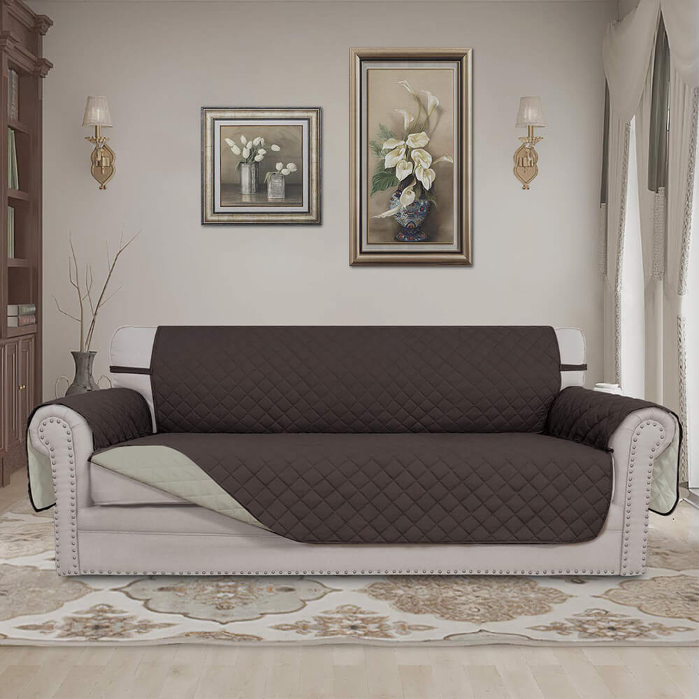 Crfatop Reversible Couch Cover for Cushion Water Resistant Sofa Cover for Dogs Chocolate