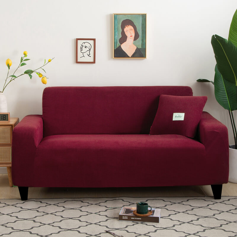 Crfatop Soft Couch Covers with Arms Thicked Waterproof Sofa Slipcover XLWine