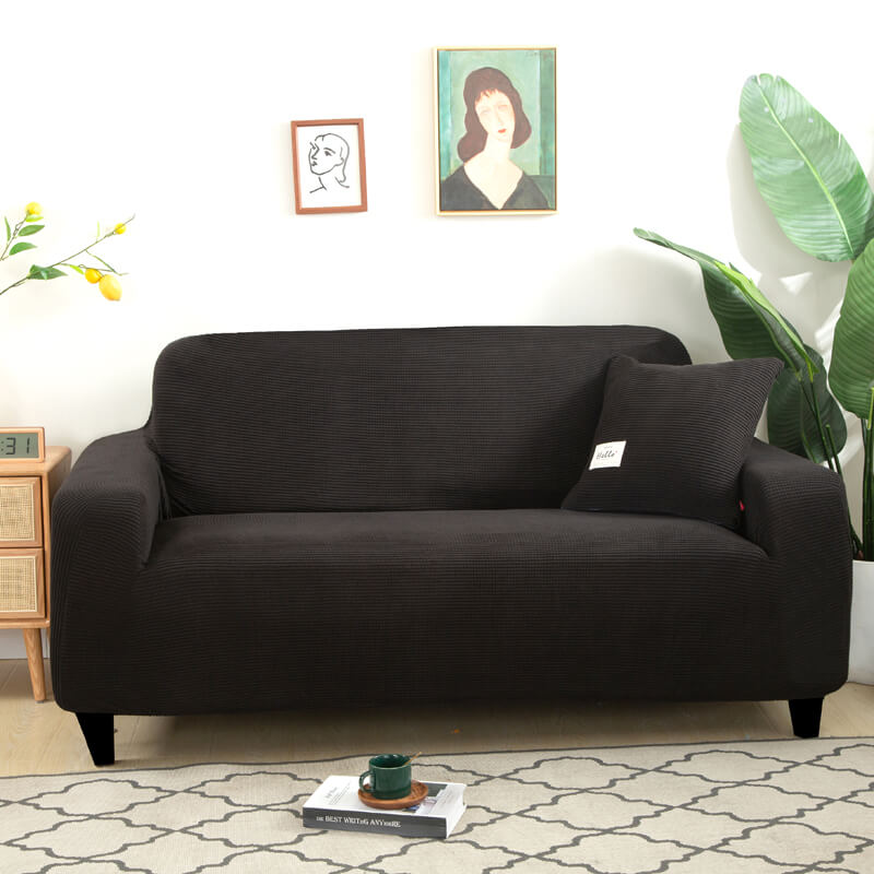 Crfatop Soft Couch Covers with Arms Thicked Waterproof Sofa Slipcover XLBlack