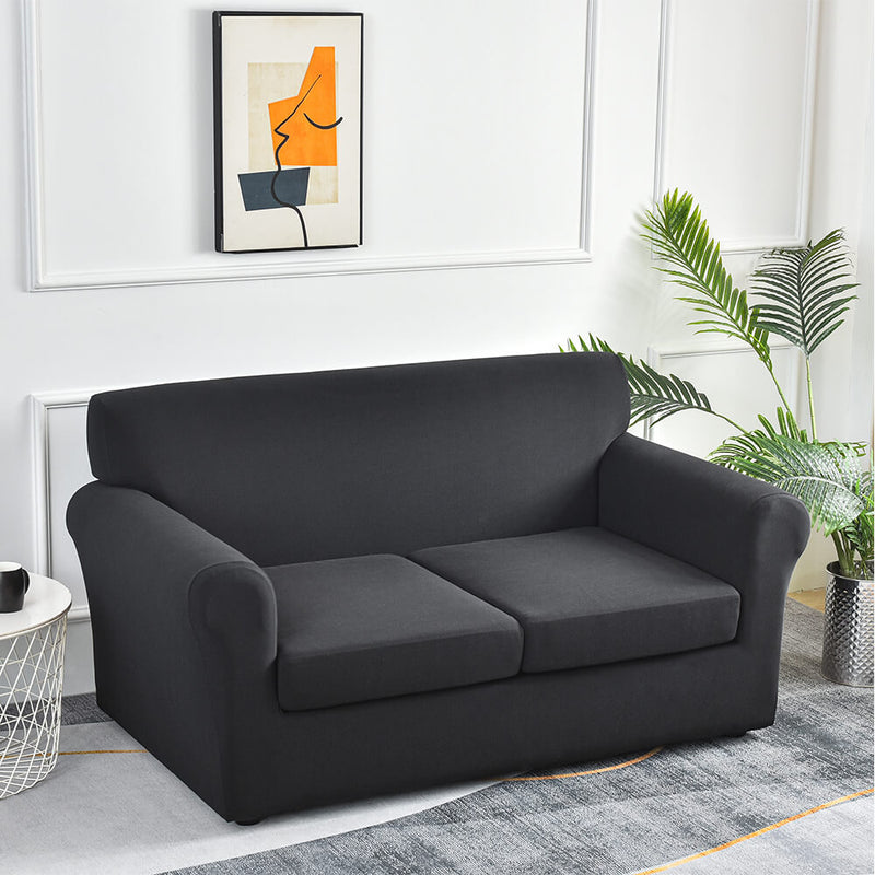 Crfatop Solid Color Box Cushion Sofa Slipcover 