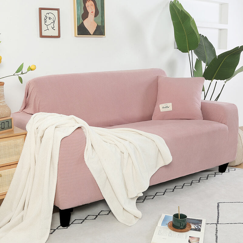 Crfatop Solid Color Sofa & loveseat Covers Velvet Protective Covering for Sofas SPink