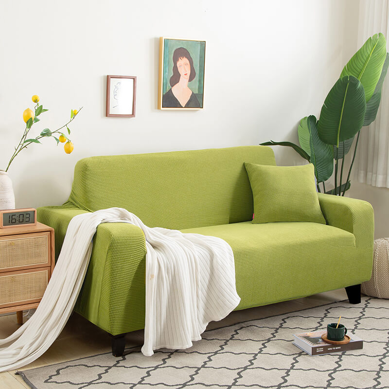 Crfatop Solid Color Sofa & loveseat Covers Velvet Protective Covering for Sofas SEmeraldYellow