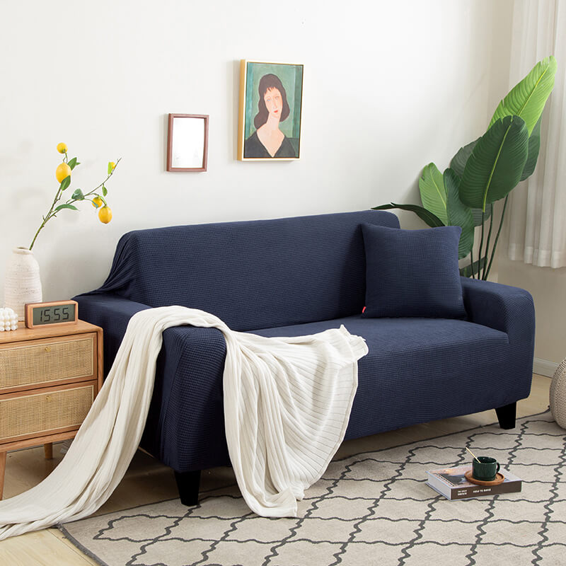 Crfatop Solid Color Sofa & loveseat Covers Velvet Protective Covering for Sofas SNavy
