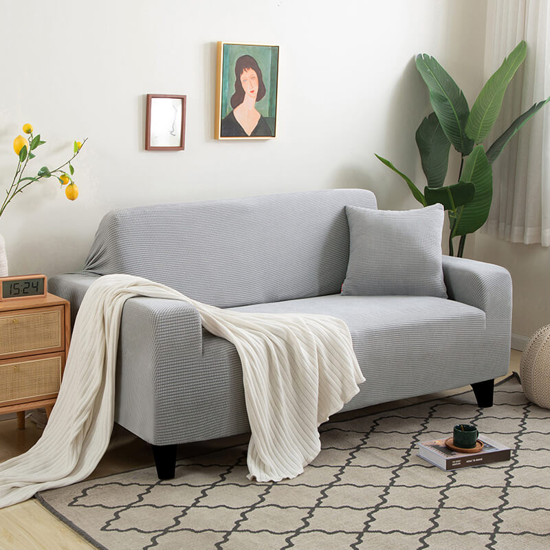 Crfatop Solid Color Sofa & loveseat Covers Velvet Protective Covering for Sofas SLightGrey
