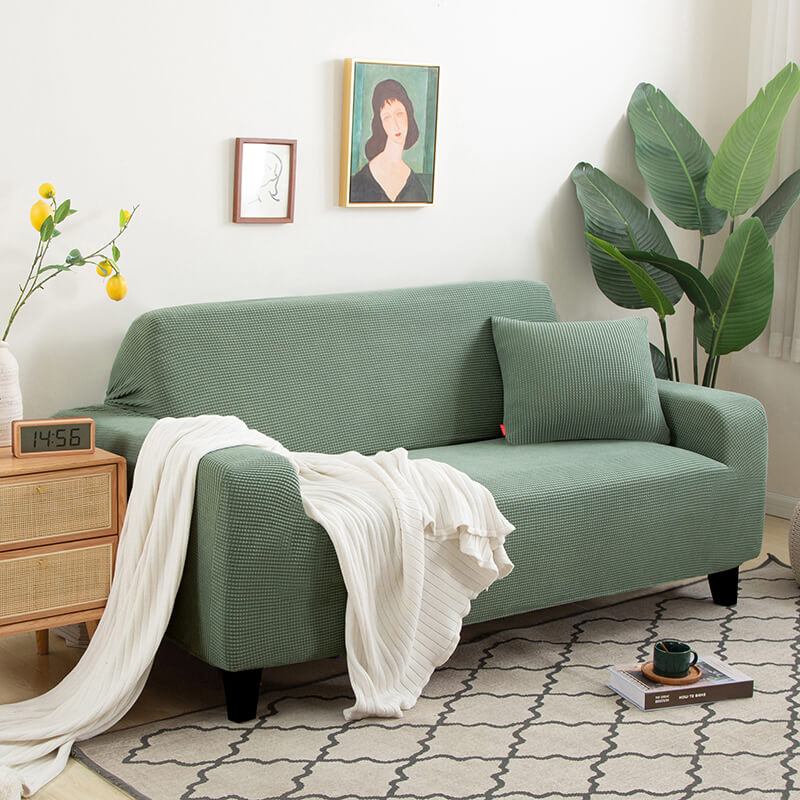 Crfatop Solid Color Sofa & loveseat Covers Velvet Protective Covering for Sofas SGreen