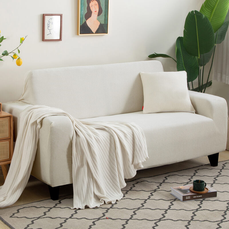 Crfatop Solid Color Sofa & loveseat Covers Velvet Protective Covering for Sofas SWhite