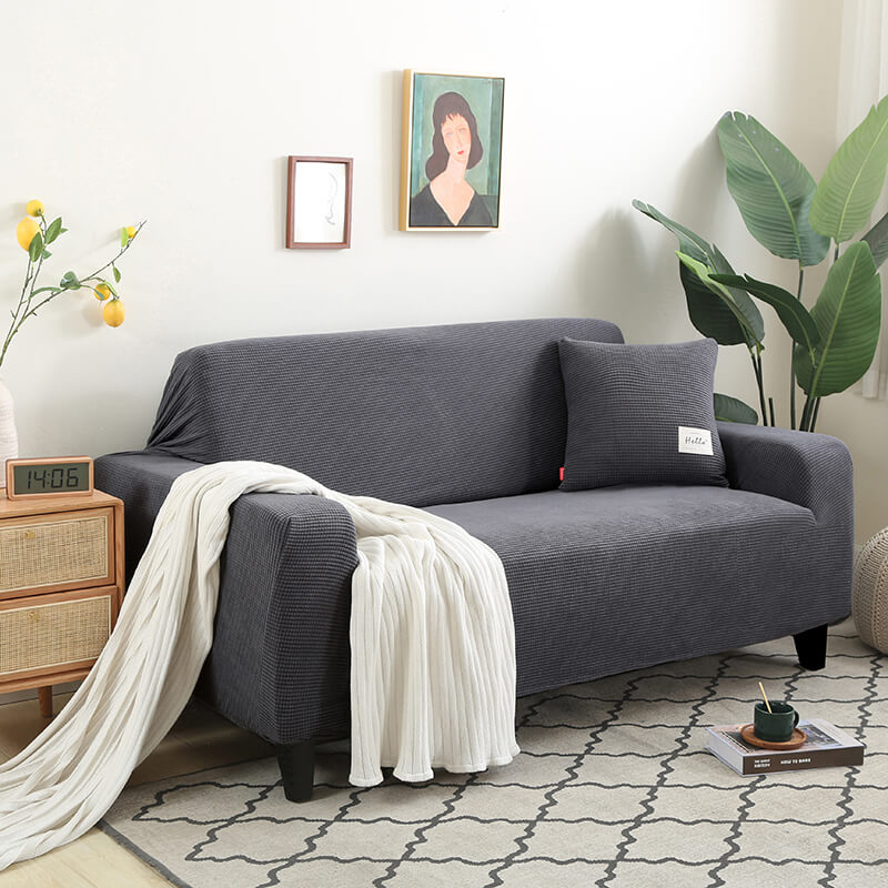 Crfatop Solid Color Sofa & loveseat Covers Velvet Protective Covering for Sofas SDarkGrey