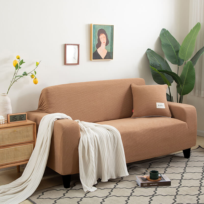 Crfatop Solid Color Sofa & loveseat Covers Velvet Protective Covering for Sofas SKhaki