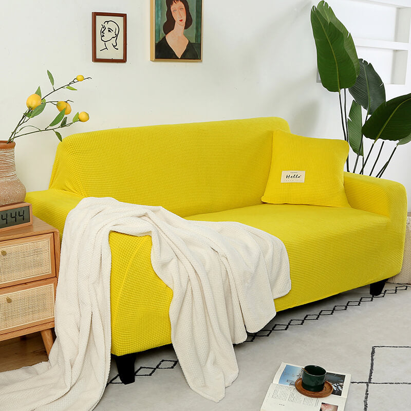 Crfatop Solid Color Sofa & loveseat Covers Velvet Protective Covering for Sofas SYellow