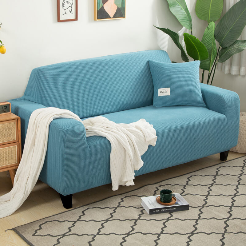 Crfatop Solid Color Sofa & loveseat Covers Velvet Protective Covering for Sofas SBlue