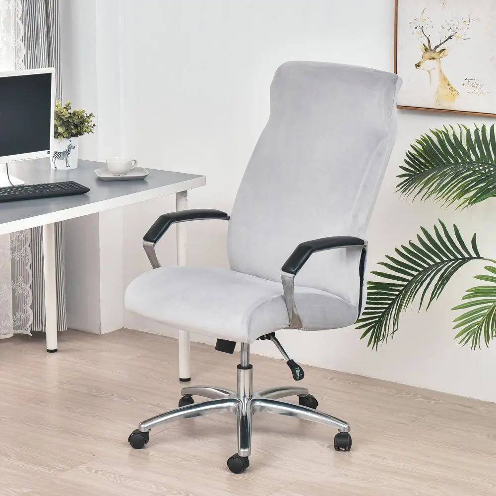Crfatop Stretch Jacquard Office Computer Chair Seat Covers 2-Pieces-Light-Grey
