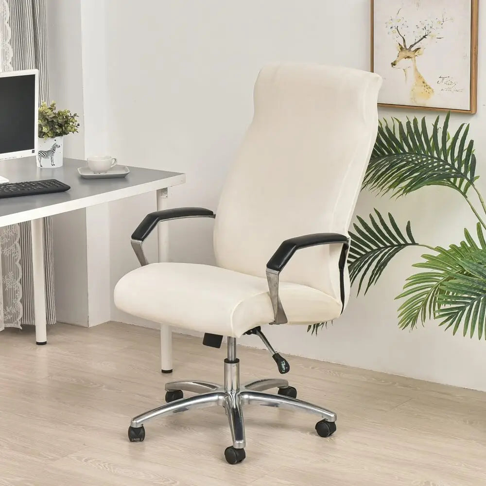 Crfatop Stretch Jacquard Office Computer Chair Seat Covers 2-Pieces-Beige