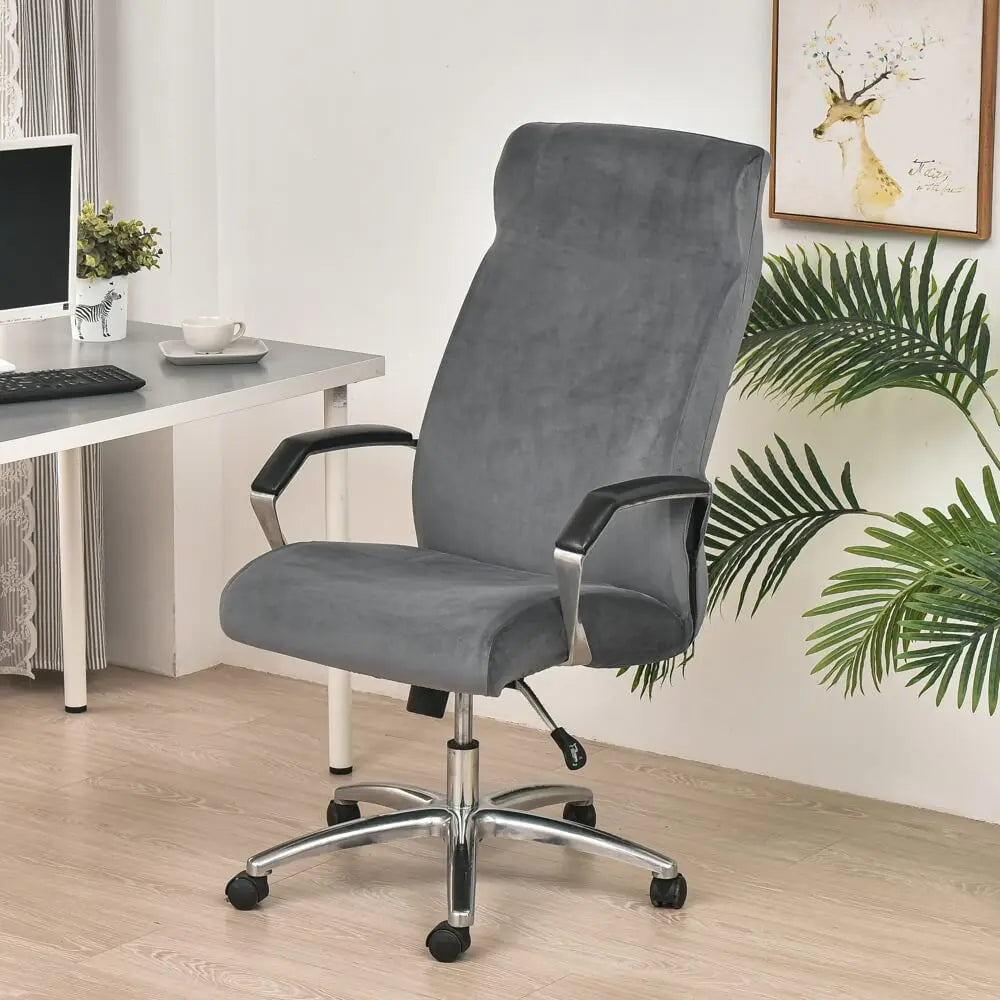 Crfatop Stretch Jacquard Office Computer Chair Seat Covers 2-Pieces-Dark-Grey