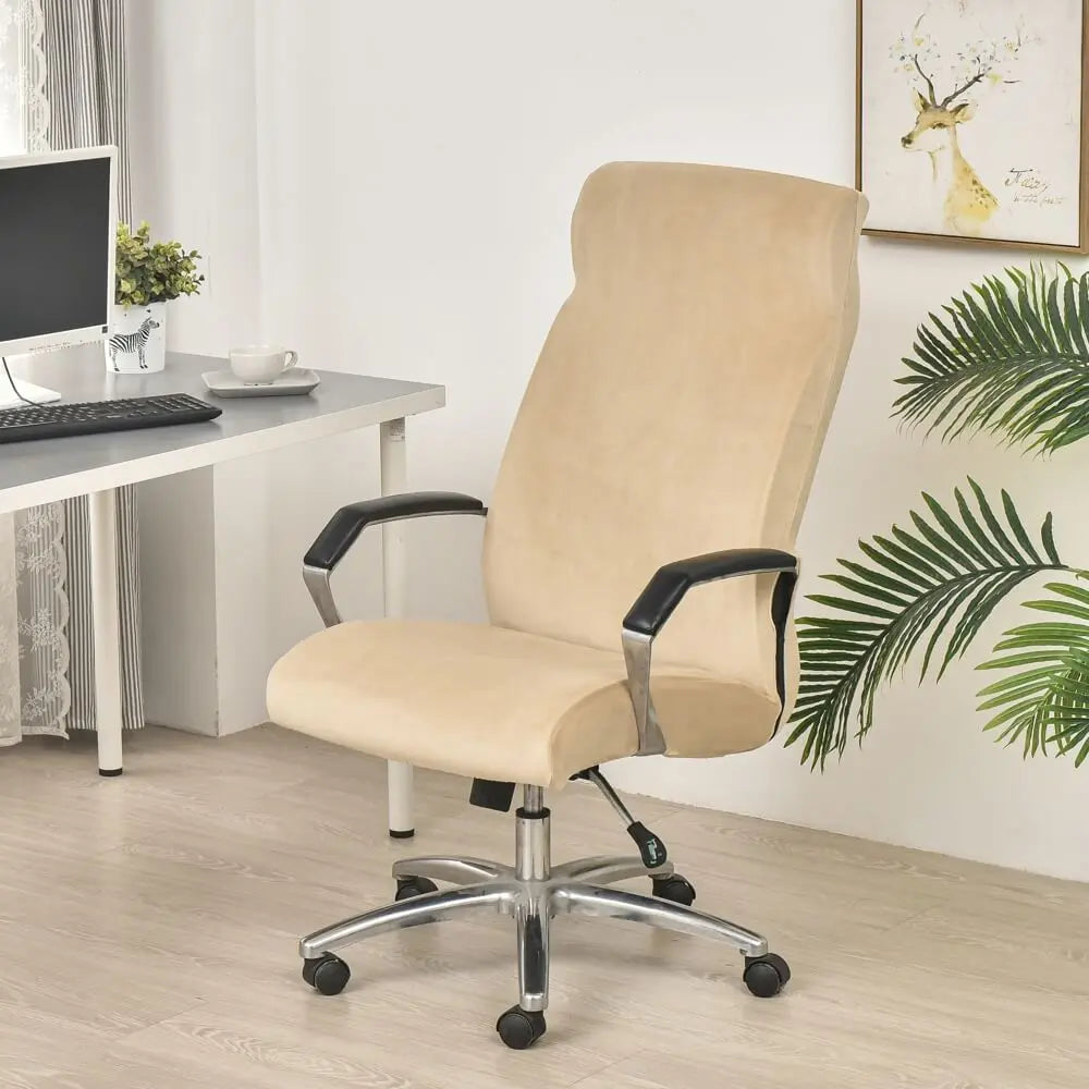 Crfatop Stretch Jacquard Office Computer Chair Seat Covers 2-Pieces-New-Beige