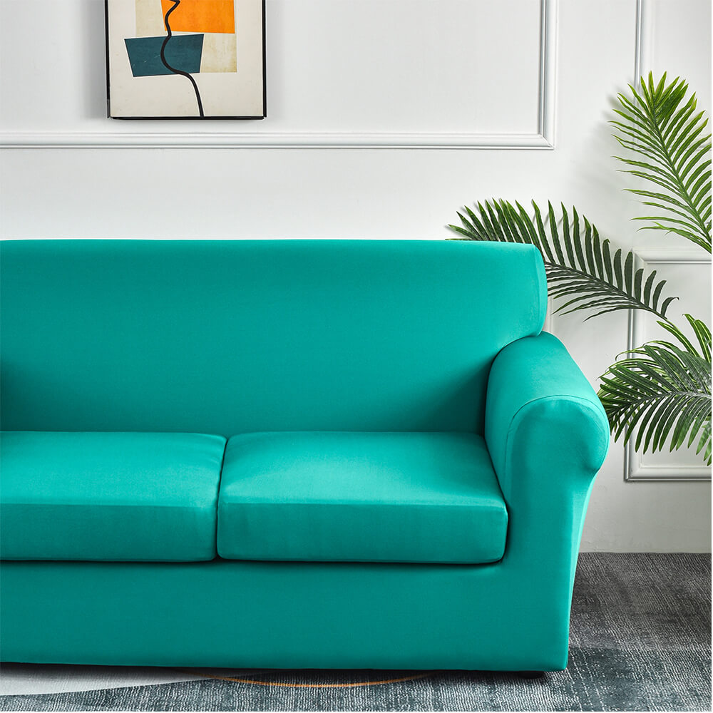 Reversible Non-Slip Box Cushion Sofa Slipcover Symple Stuff Fabric: Turquoise, Size: 63 H x 78 W x 22 D