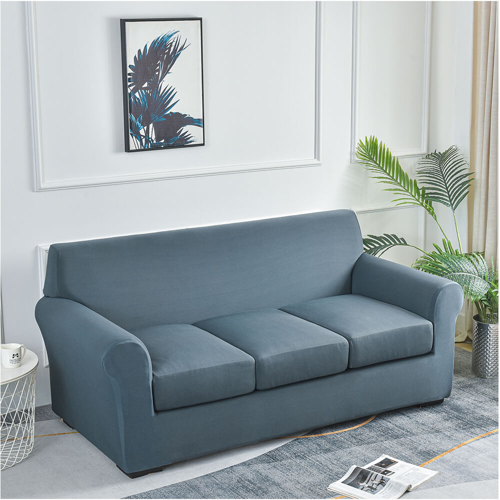 Crfatop Stretch Sofa Slipcovers with Separate Cushion Covers 3-seatersofaBlue