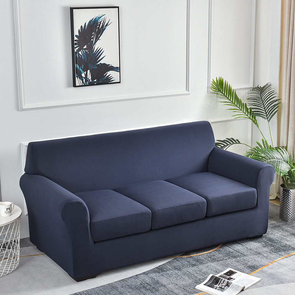 Crfatop Stretch Sofa Slipcovers with Separate Cushion Covers 3-seatersofaDarkBlue
