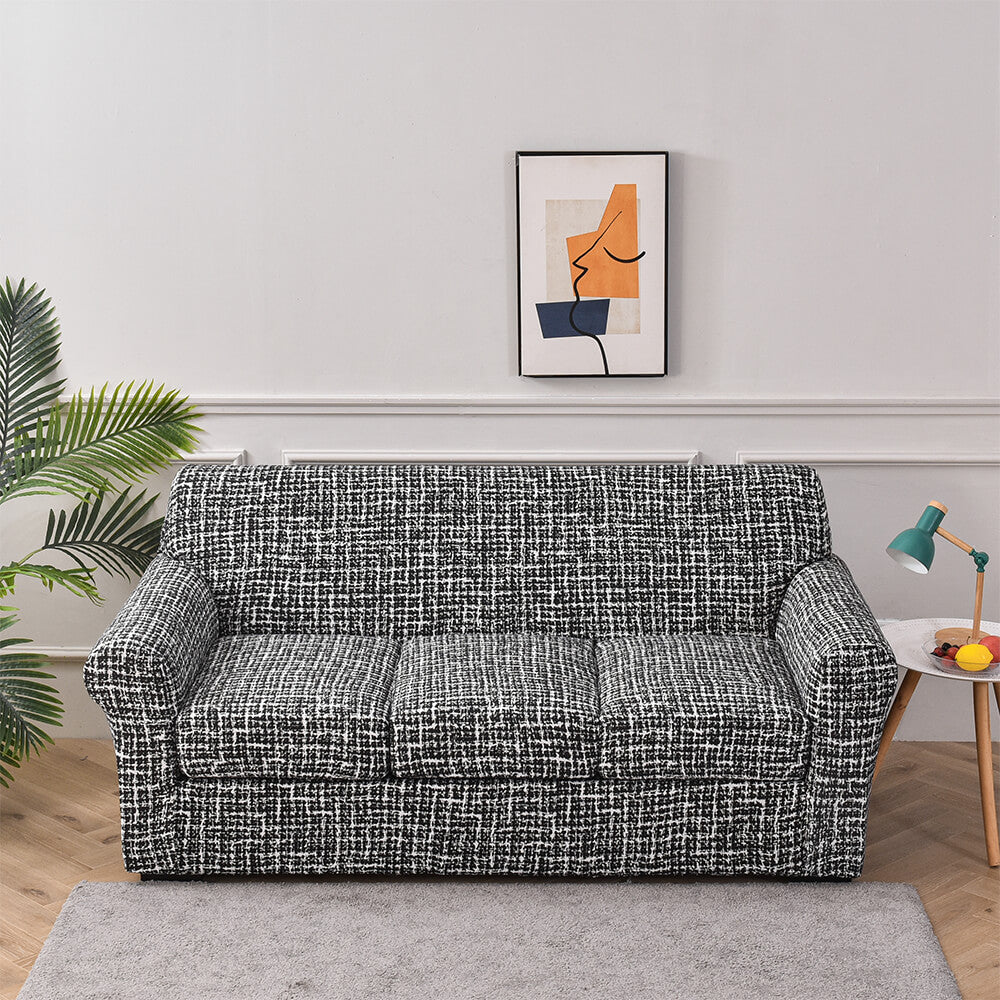 Crfatop Super Stretch 4 Pieces Sofa Covers for 3 Cushion Couch Covers Black