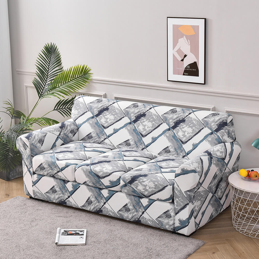 Crfatop Super Stretch 4 Pieces Sofa Covers for 3 Cushion Couch Covers LightBlue