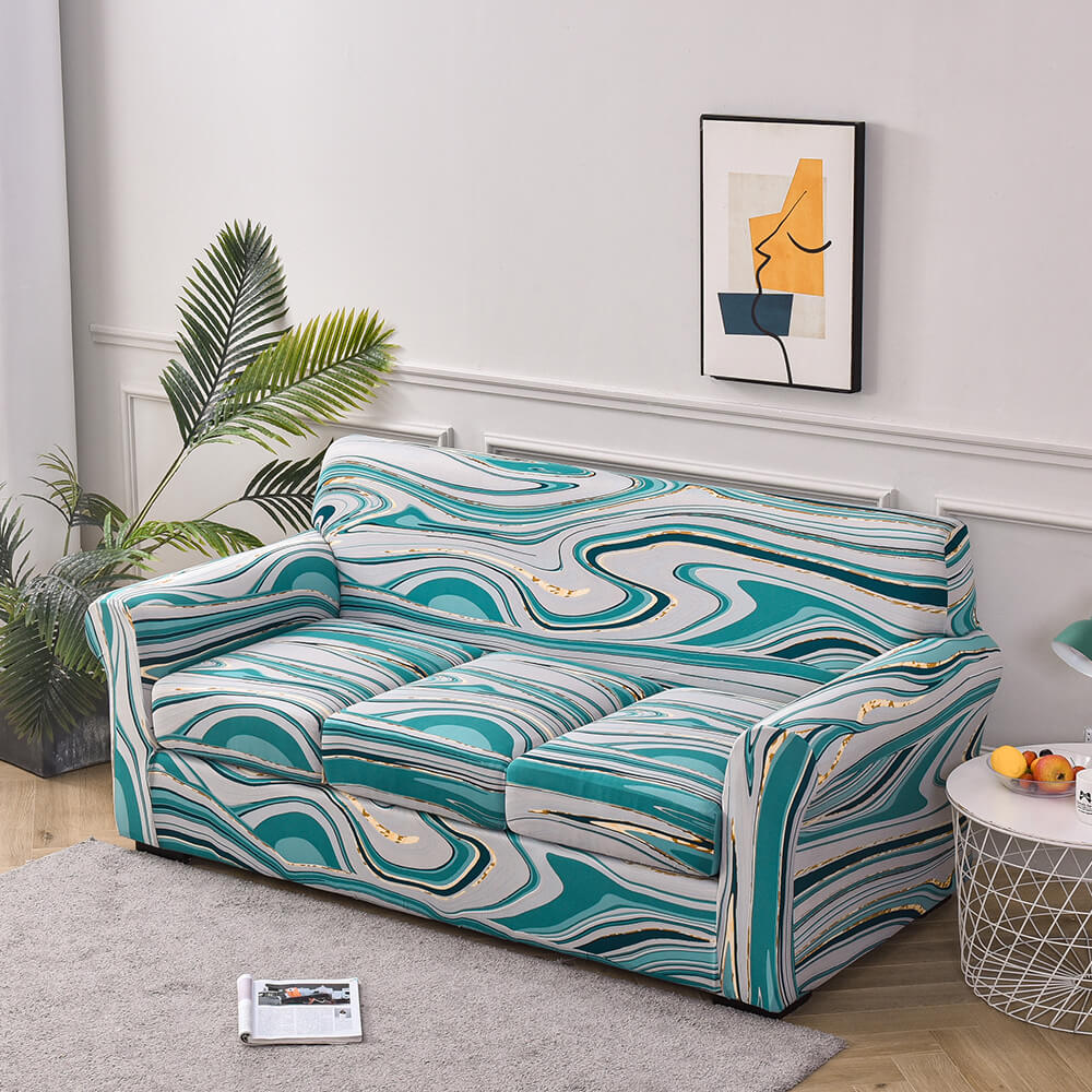 Crfatop Super Stretch 4 Pieces Sofa Covers for 3 Cushion Couch Covers Green