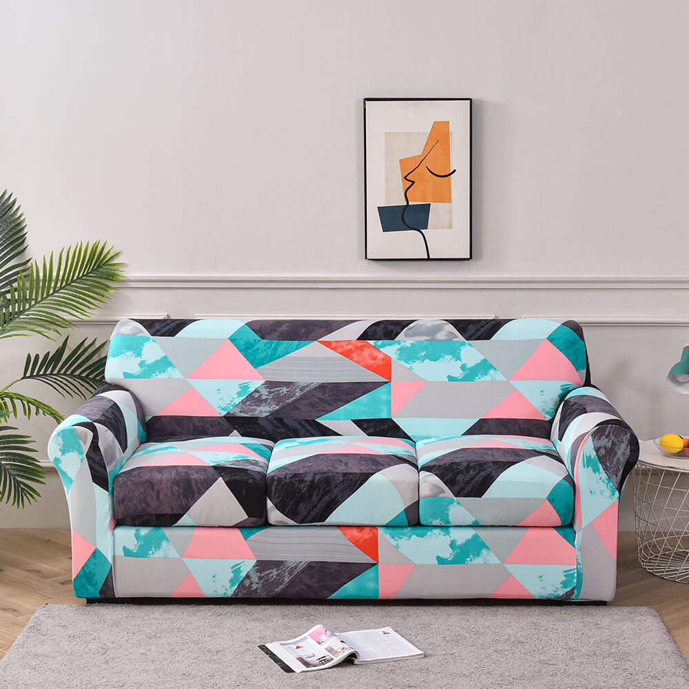 Crfatop Super Stretch 4 Pieces Sofa Covers for 3 Cushion Couch Covers 
