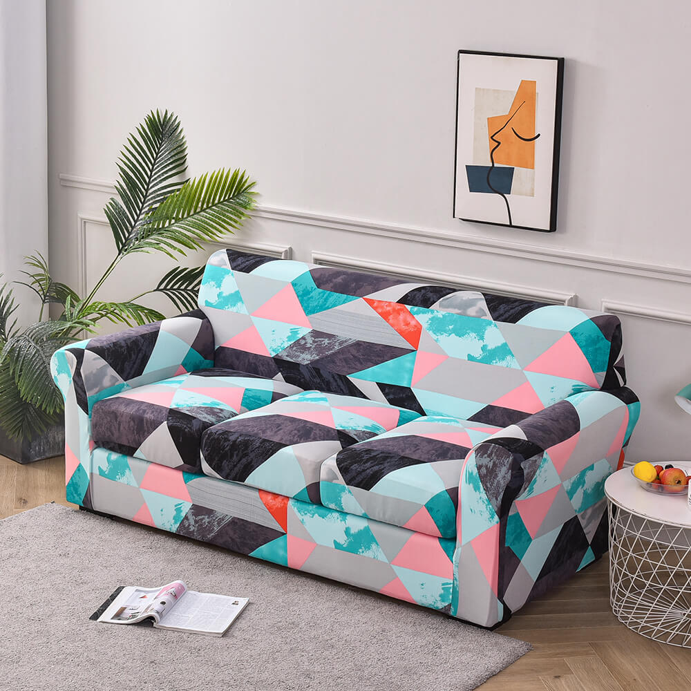 Crfatop Super Stretch 4 Pieces Sofa Covers for 3 Cushion Couch Covers Green-red