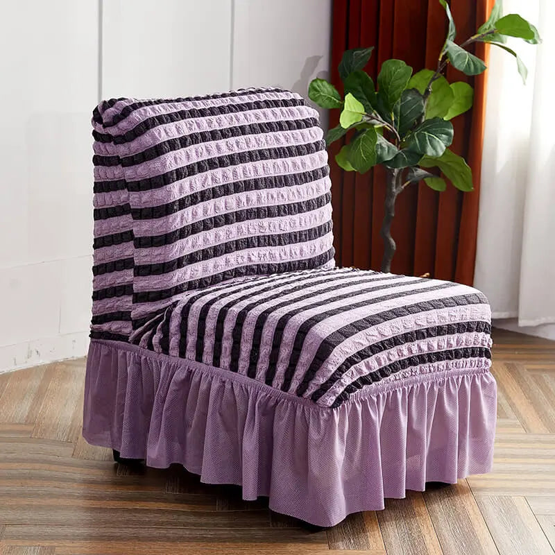 Crfatop Unique Striped Armless Chair Covers 2-Packs-Purple