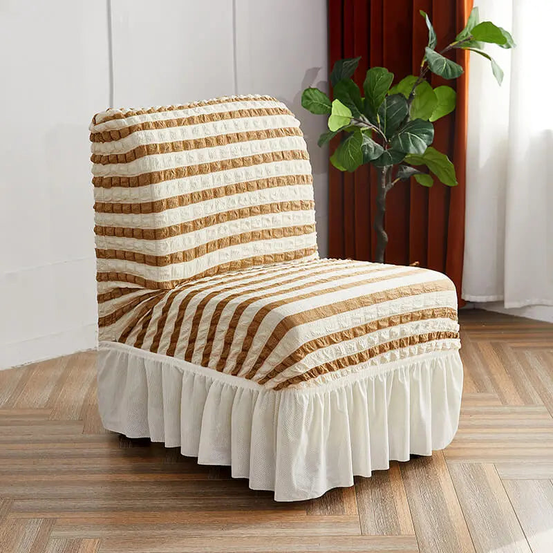 Crfatop Unique Striped Armless Chair Covers 2-Packs-Khaki