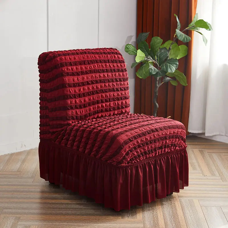 Crfatop Unique Striped Armless Chair Covers 2-Packs-Wine